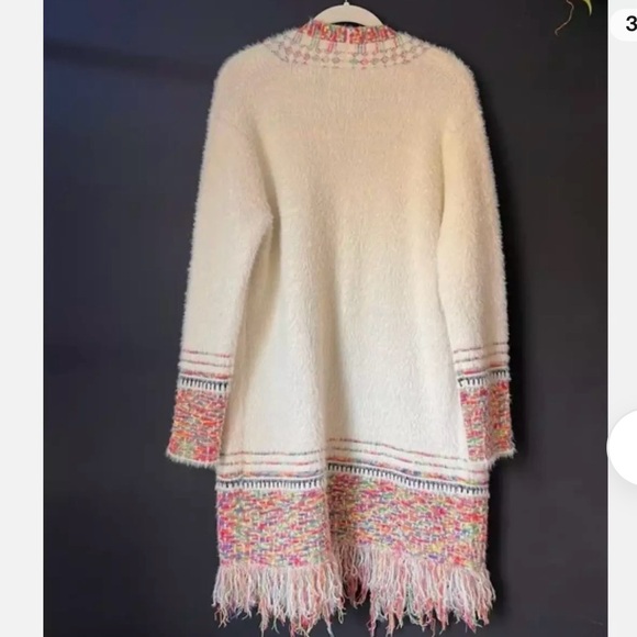 Venario white multicolored fringe duster cardigan - Picture 2 of 10
